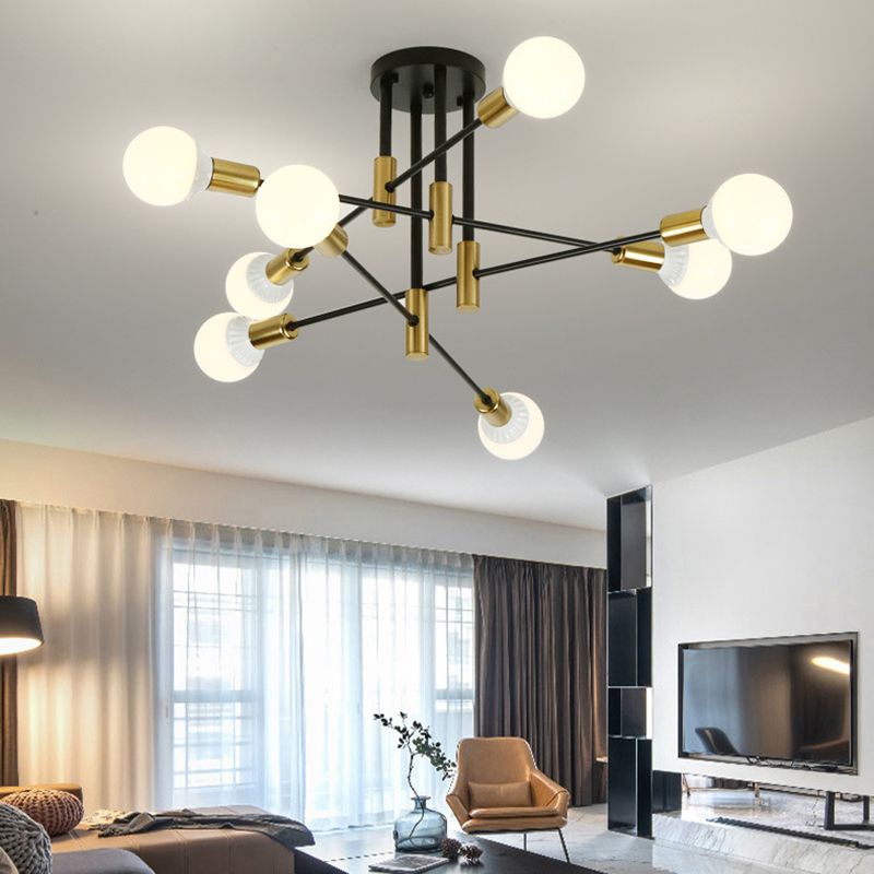 Sputnik Semi Flush Mount Industrial Metal Flush Ceiling Light Fixture