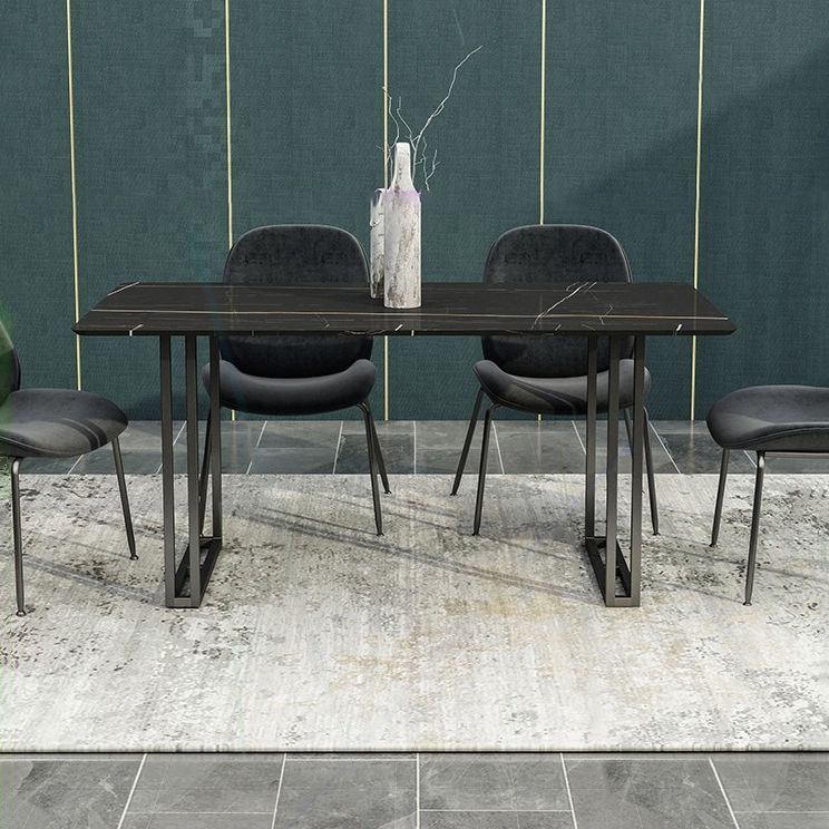 Modern 1/5/7 Pieces Dining Set Sintered Stone Dining Table with Leather Chairs