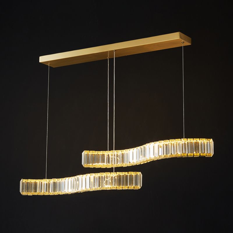 Lampada sospesa lineare moderna a LED a LED LED LED Light con tonalità di cristallo