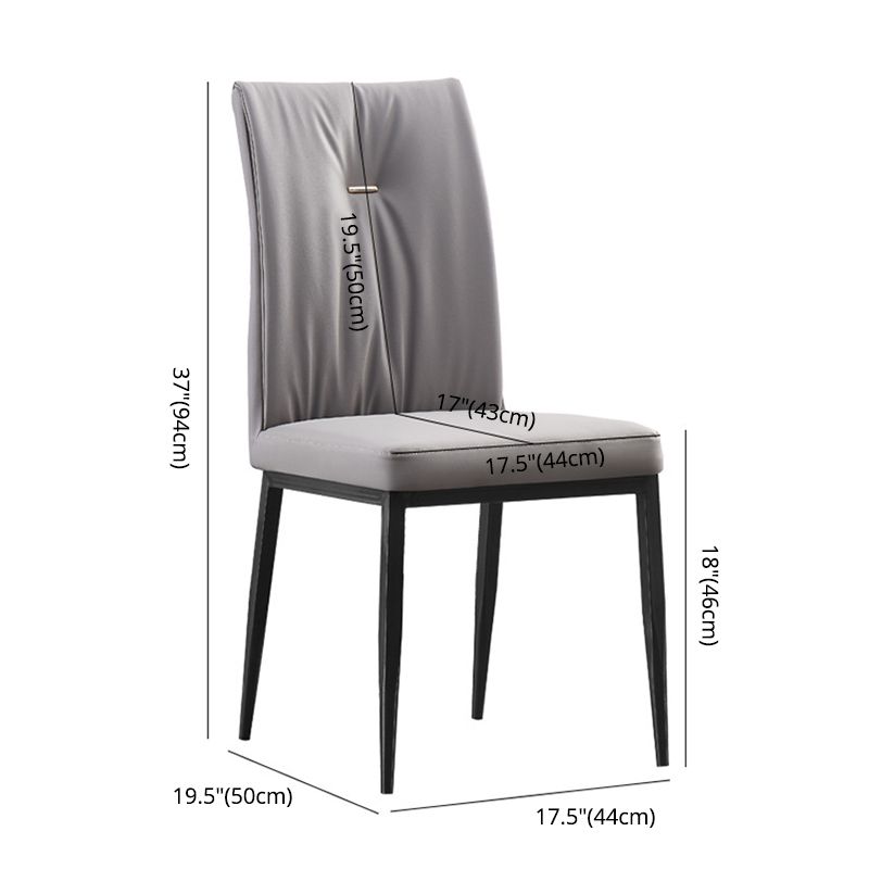 Moderne zeitgenössische Leder -Parsons -Stuhlseite Essstühle mit Metallbeinen