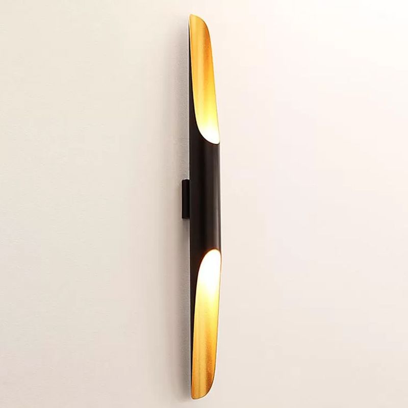 Cylinder Metallic Wall Mounted Light Modern 1/4-Bulb Yellow-Black Wall Sconce for Living Room