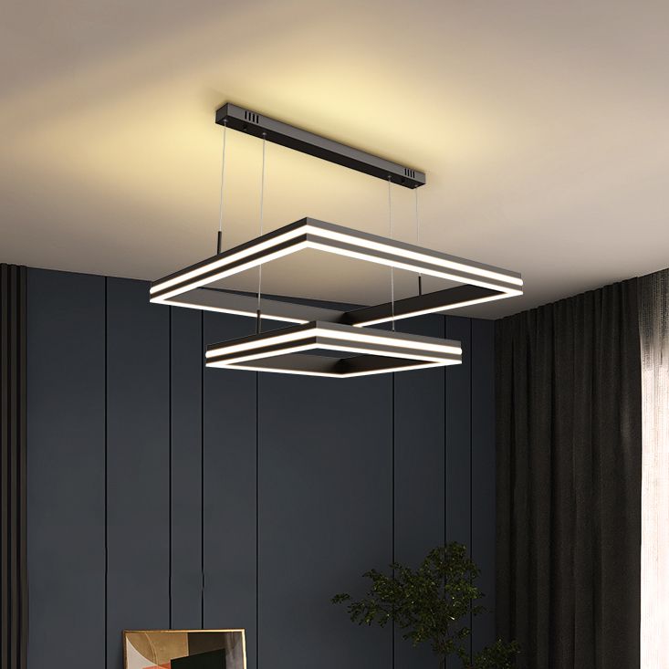 Luci del lampadario a forma quadrata moderna metallo 2 apparecchi di illuminazione lampadario