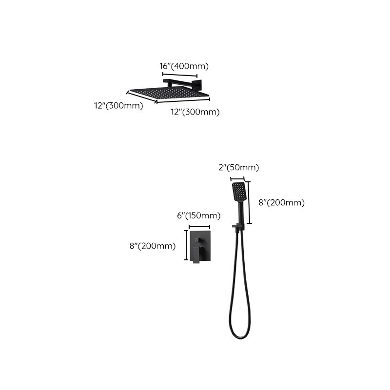 Square Black Spot Resist Shower Faucet Shower Arm Shower with Handheld Shower Head
