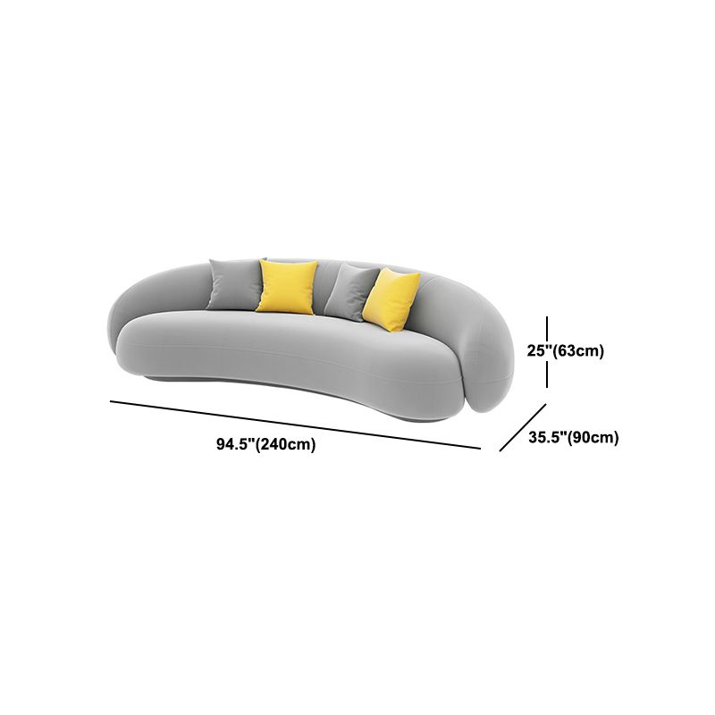 Contemporary Tight Back Settee Bench Curved Settee Couch in Grey/white