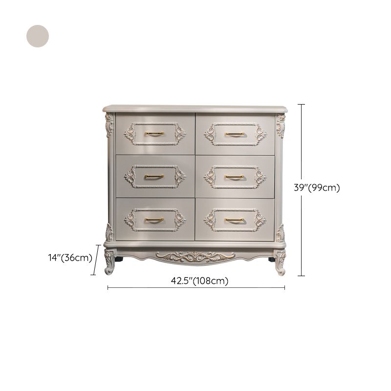 Mid-century Modern Solid Wood Chest in White Rectangle Cabinet with Drawers