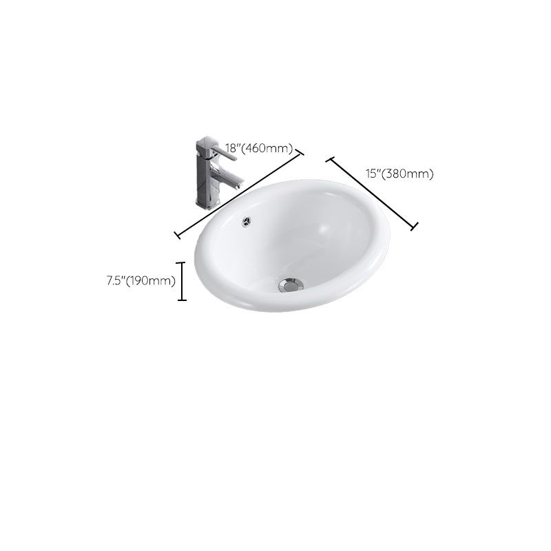 Contemporary Bathroom Sink with Overflow Porcelain Round Vessel Lavatory Sink