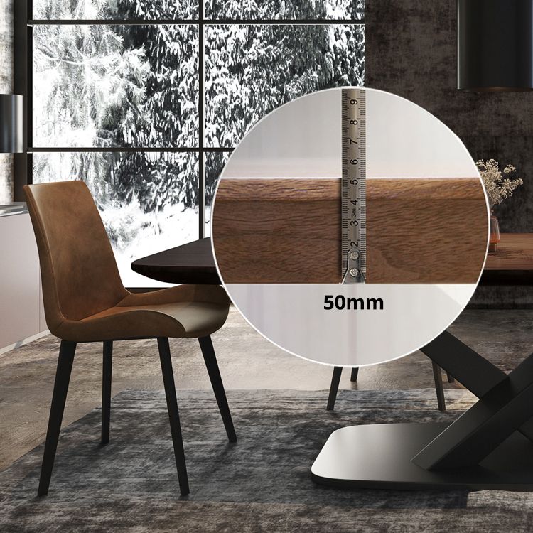 Mesa de comedor rectangular industrial de metal, mesa superior de madera maciza con base de pedestal