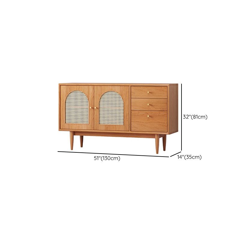 Mid-Century Modern Cabinet Cherry 1Shelves 3 - Drawer Knobs Straight Legs Accent Cabinet