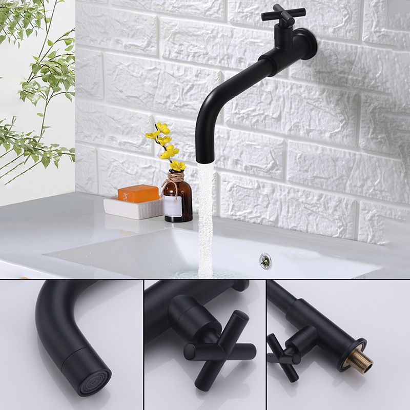 Contemporary Wall Mounted Bathroom Faucet Cross Handle Solid Brass Faucet