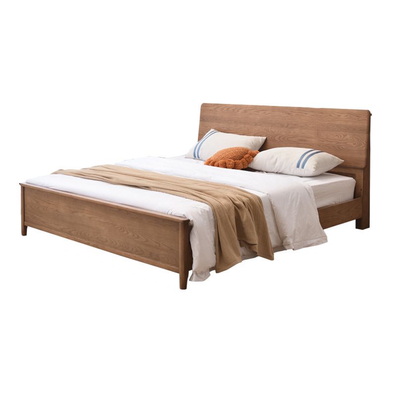 Modern Standard Bed Rectangular Solid Wood Panel Bedwith Headboard