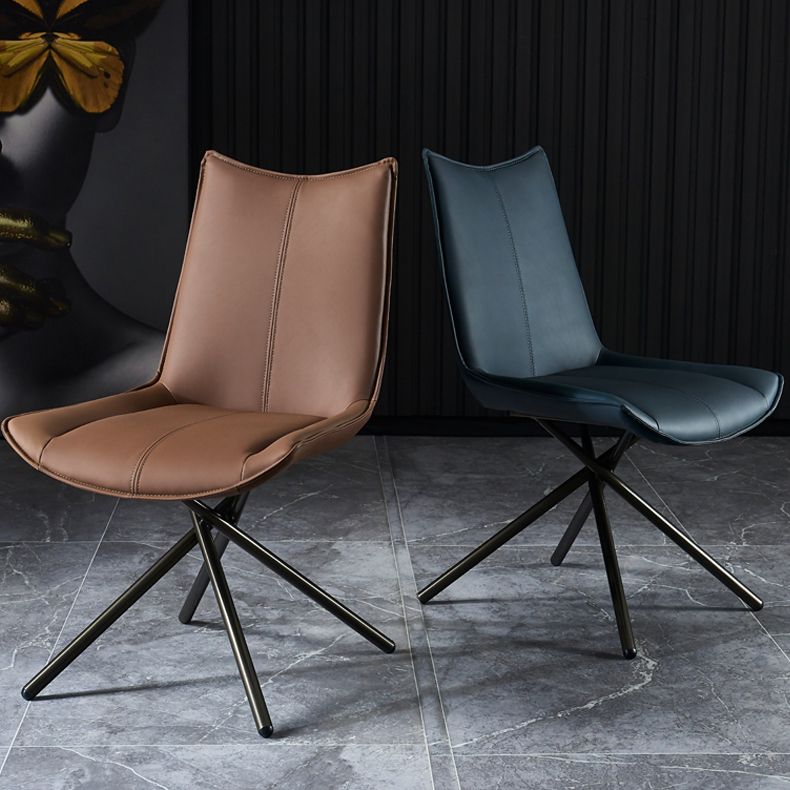 Sillas laterales de comedor con respaldo sólido de estilo industrial, sillas de comedor de cuero para cocina