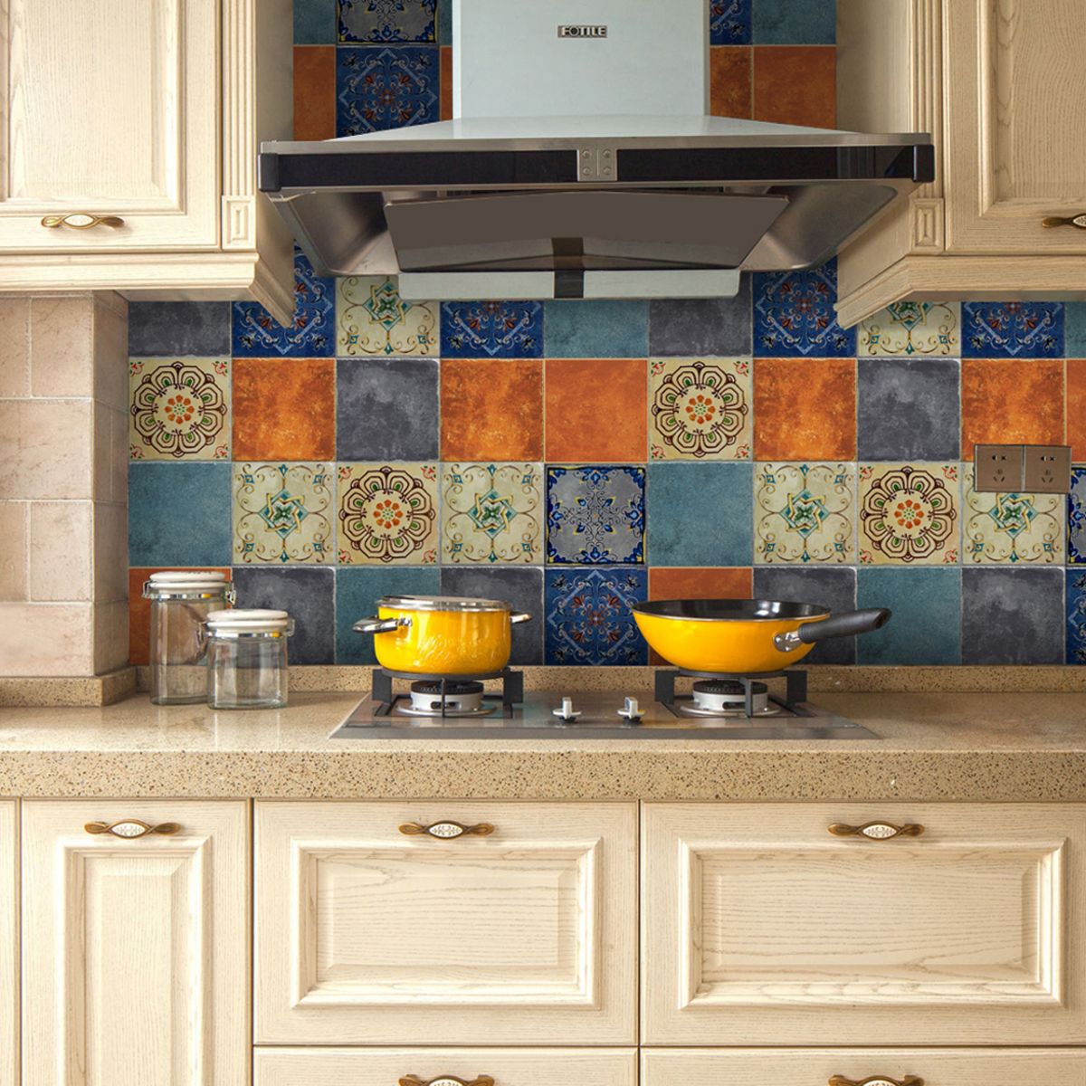 Traditional Peel and Stick Backsplash PVC Mosaic Tile Wallpaper for Kitchen Backsplash