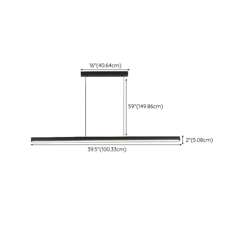 Strip Shape Island Lamp 1-Light LED Island Hanging Lamp with Acrylic Shade for Dining Room
