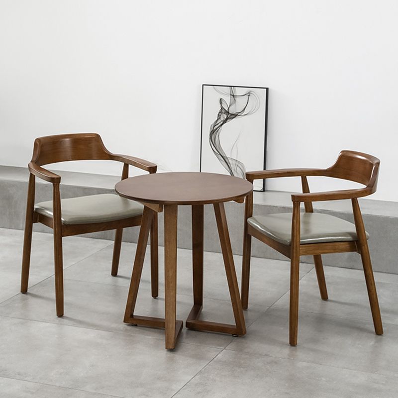 Single Round Sled Solid Wood Medium Wood Coffee Cocktail Table