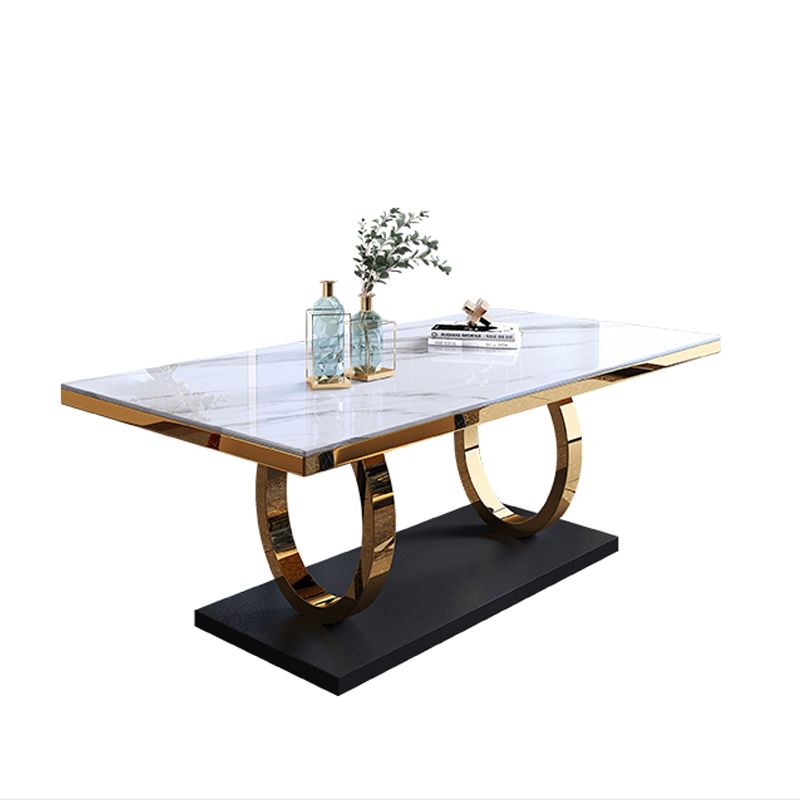 Traditional Luxury Rectangle Dining Table Stainless Steel Table for Dining Room