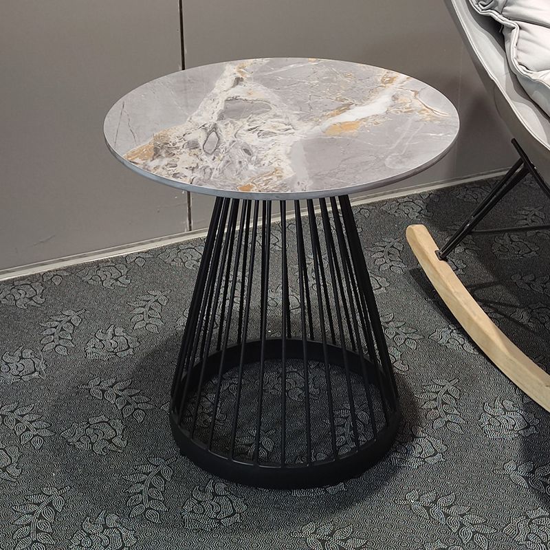 Modern Round Stone End Table Dia 17.7"/19.7" Frame Side Table
