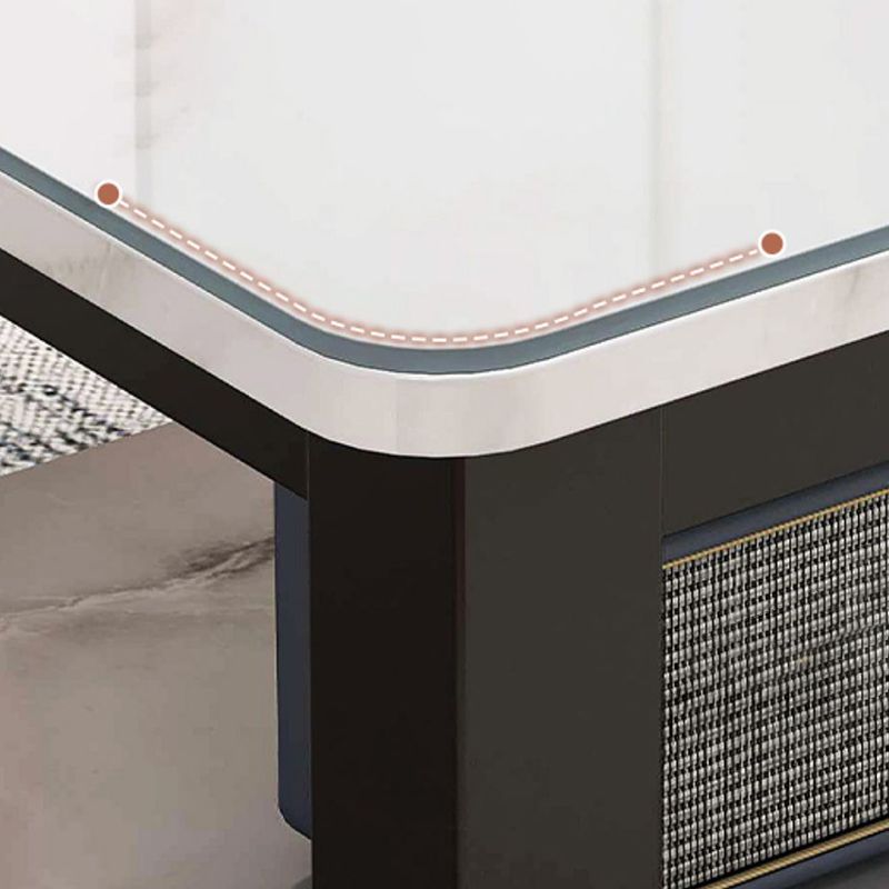 4 Legs Rectangle Cocktail Table Contemporary Single Coffee Table with Shelf