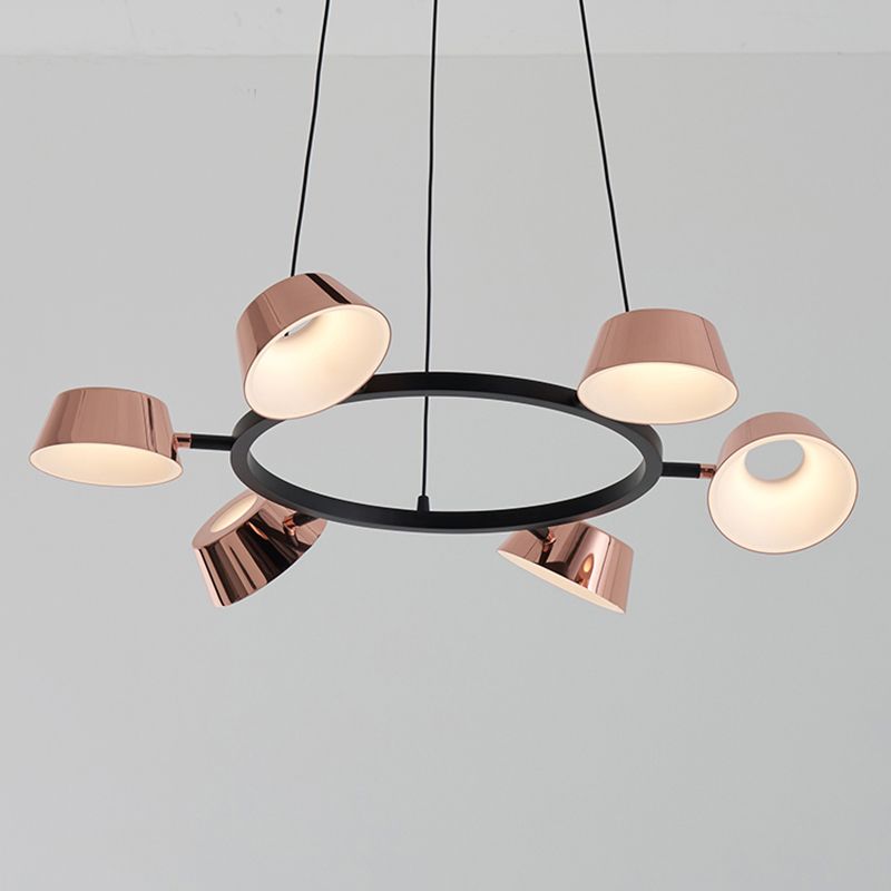 Postmodern Style Chandelier Light Fixture Metal Rose Gold Pendant Light for Living Room