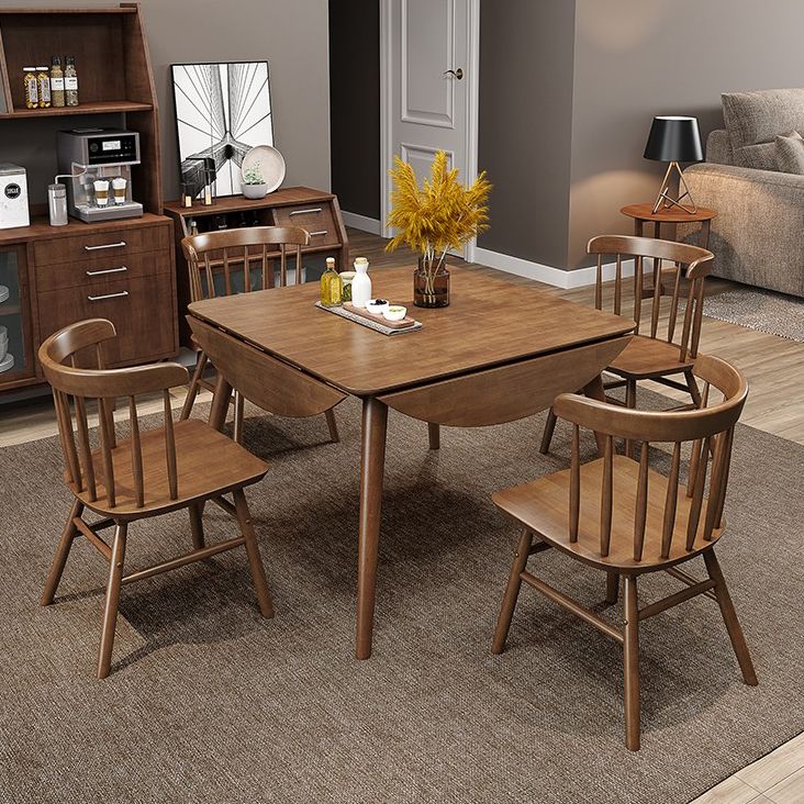 Industrial Solid Wood Dining Table Extendable Trestle Dining Table with 4 Legs