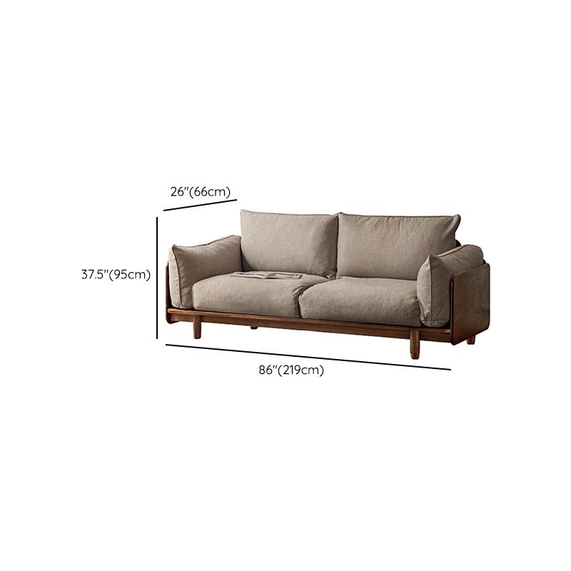 Standard Solid Wood Square Arm Sofa with Cushions Back for Living Room
