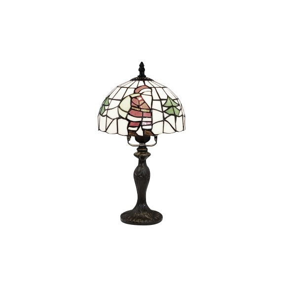 Luz de escritorio de flores vívidas con rosa/mariposa/oso/santa Claus Patrón Tiffany Lámpara de escritorio de vidrieras rústicas para sala de estudio