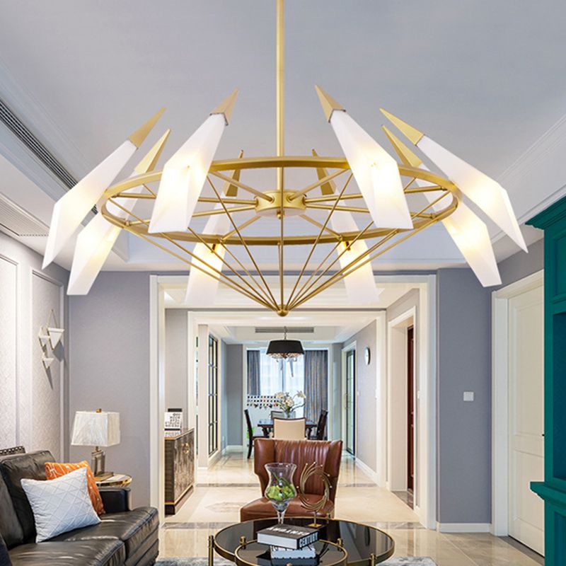 Zeitgenössischer sich verjüngter Anhänger Kronleuchter Creme/grüner Glas 8 Köpfe Wohnzimmer Hanging Light Kit