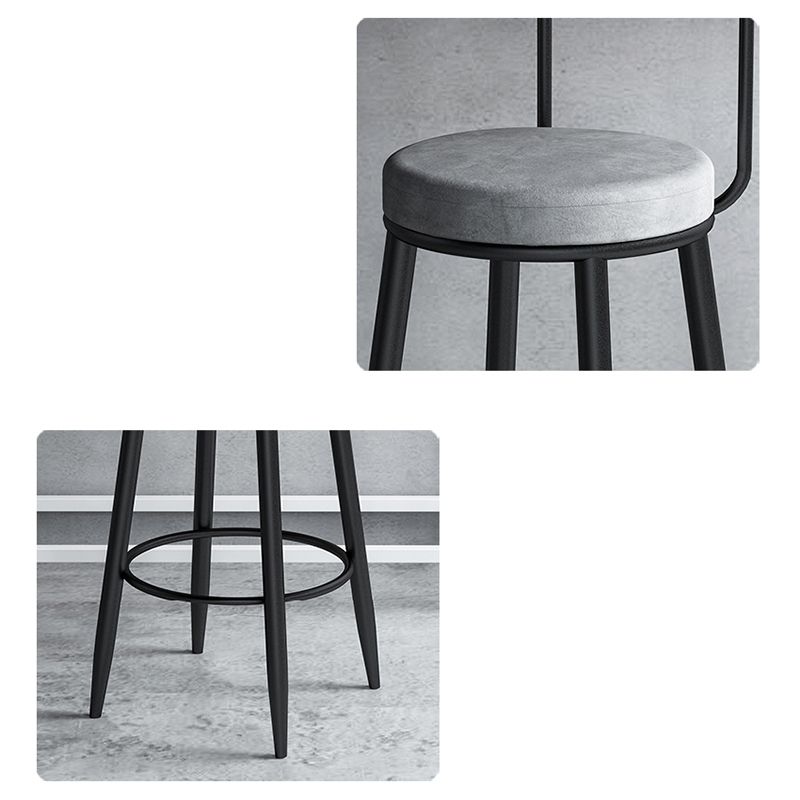 Modern Style Iron Bar Stool Low Back and Footrest Living Room Simple Bar Stool