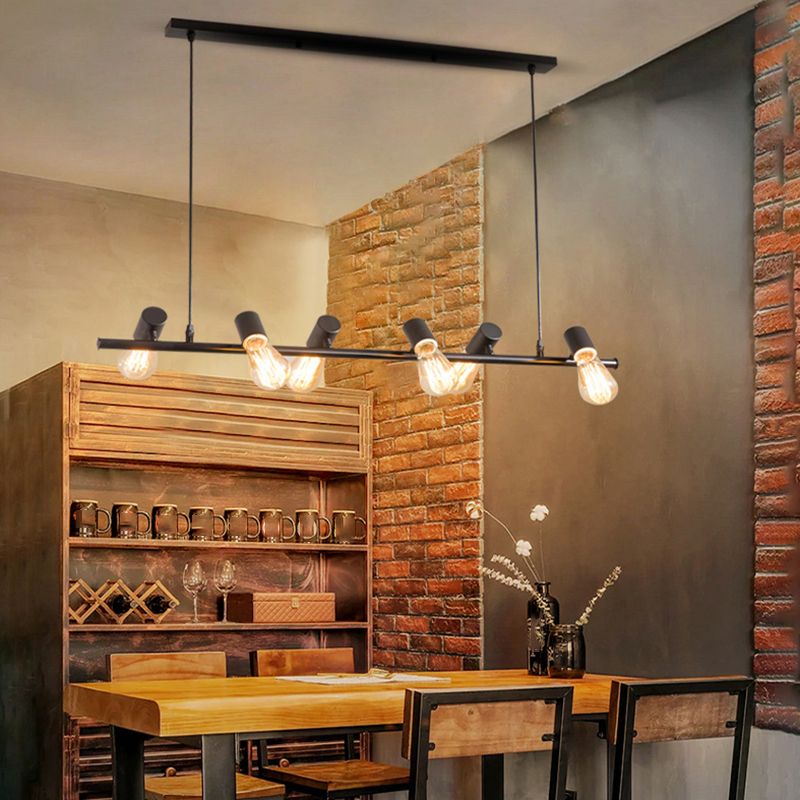 Industrial Style Iron Hanging Lamp Black Island Light Fixture for Dining Table