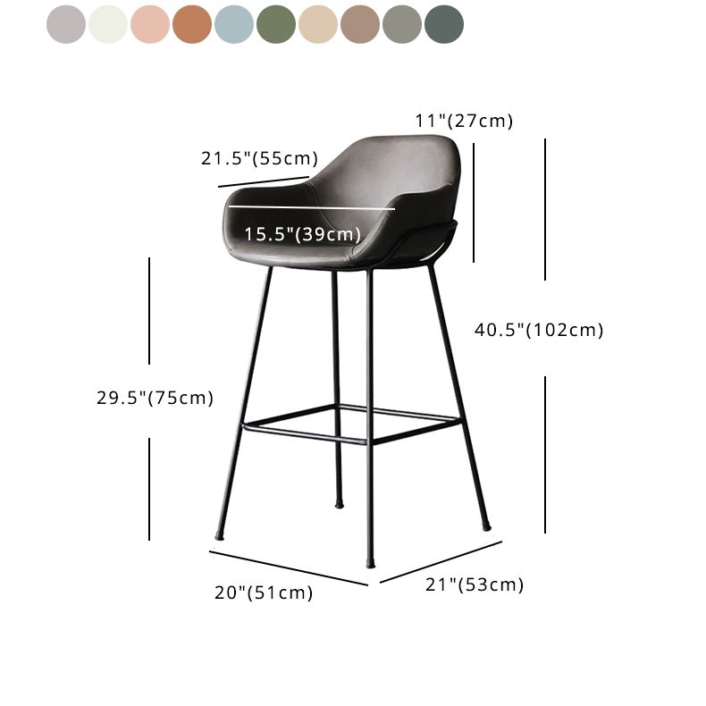 Scandinavian Upholstered Armed Bar Stool Matte Finish Footrest Home Stool