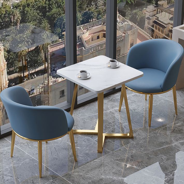 Quadratisch hölzerner weißer Esstisch Industrial Doppelpodesttisch für Esszimmer