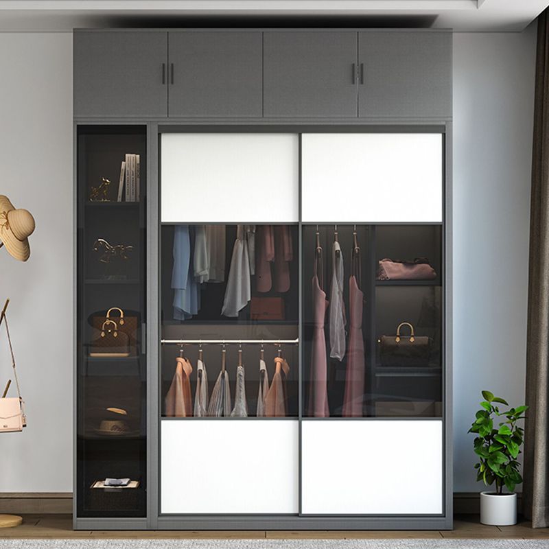Sliding Wardrobe Closet Engineered Wood Wardrobe Armoire for Bedroom