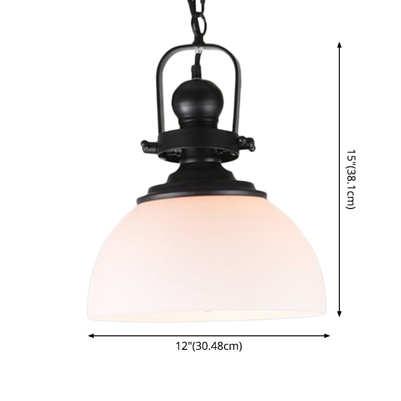 Glasscheibe-Form-Federlampe Industrie 1-Licht Bistro Bar Anhänger Beleuchtung in Schwarz