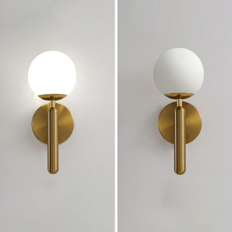 Contemporary Vanity Lighting Globe Glass Wall Light Fixture in White for Bathroom