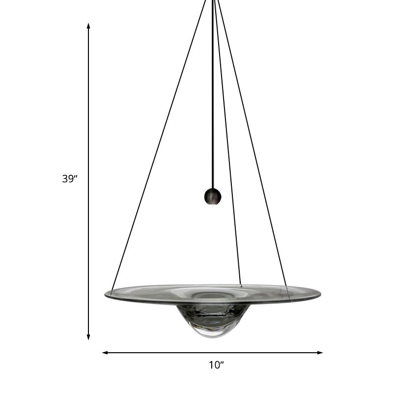 Luz de colgante colgante de sombrero Contemporáneo Clear Glass 1 Cabeza de comedor Luz de suspensión