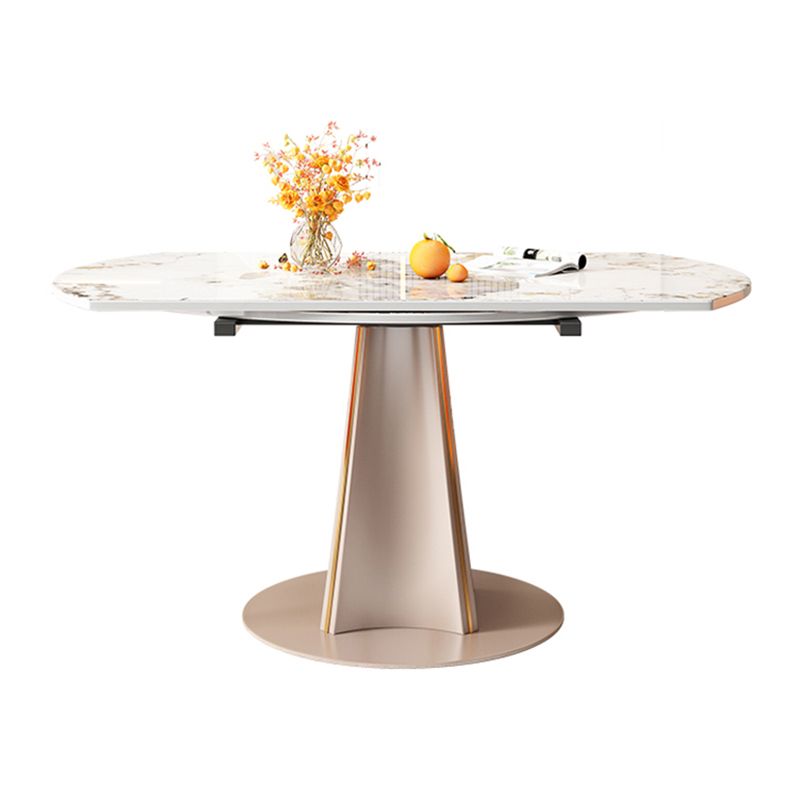 Rectangular Dining Table Modern Stone Table Top with Gold Metal Legs