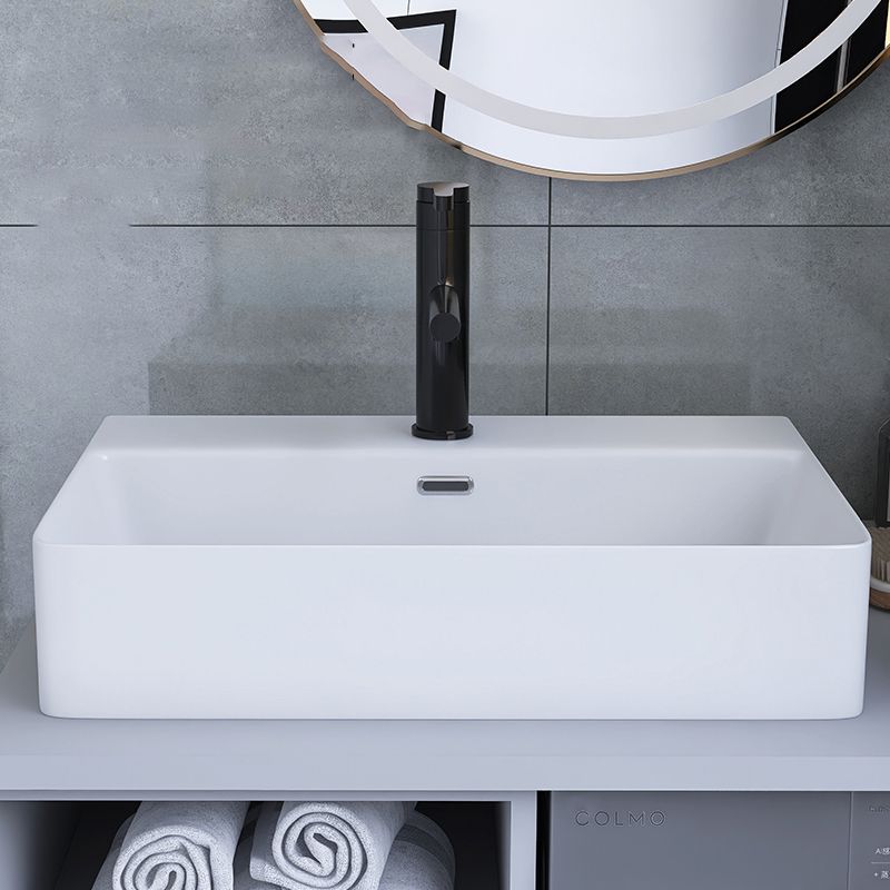 White Trough Bathroom Sink Rectangle Ceramic Trough Bathroom Sink
