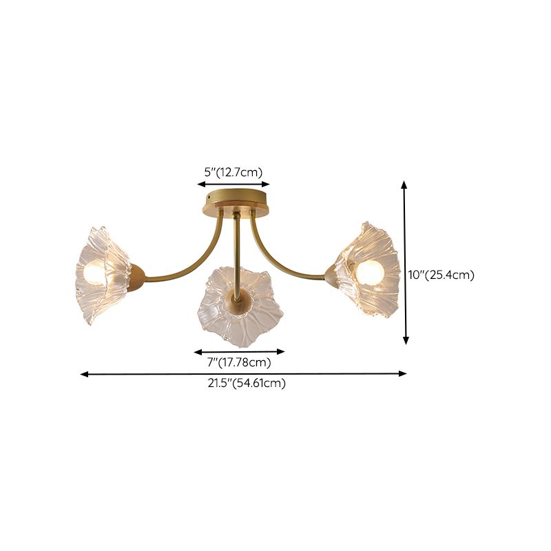 Nordic Style Iron Ceiling Light Lotus Leaf Shape Ceiling Lamp for Bedroom