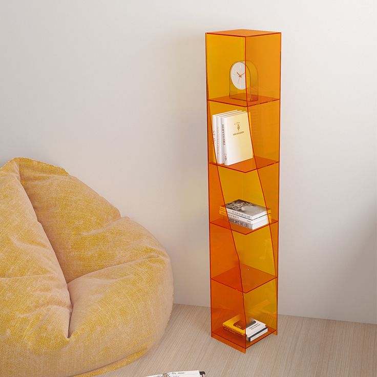 Modern Style Closed Back Bookshelf Vertical Acrylic Bookcase