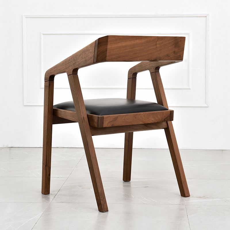 Contemporary Upholstered Arm Chair Home Walnut Wood Dining Chair