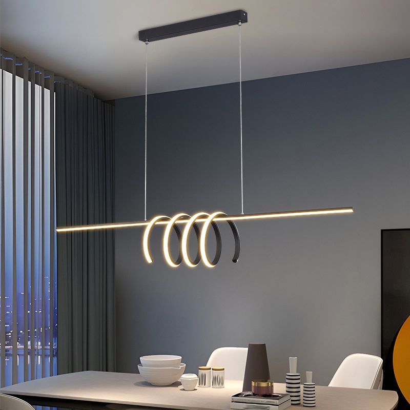 Modern LED Kitchen Island Lighting Black Ceiling Light for Room Foyer