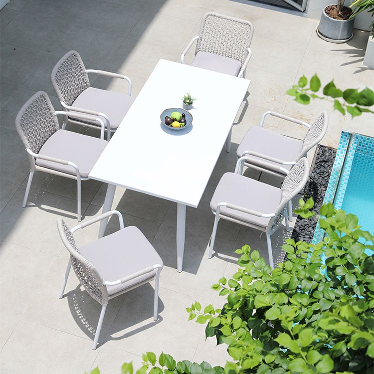 Round White Patio Dining Sets Boho 1/2/3/5/7 Pieces Dining Table Set