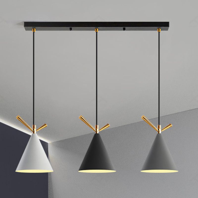 Modern Cone Shade Island Pendant Light 3-Light Ceiling Light with Metal Shade