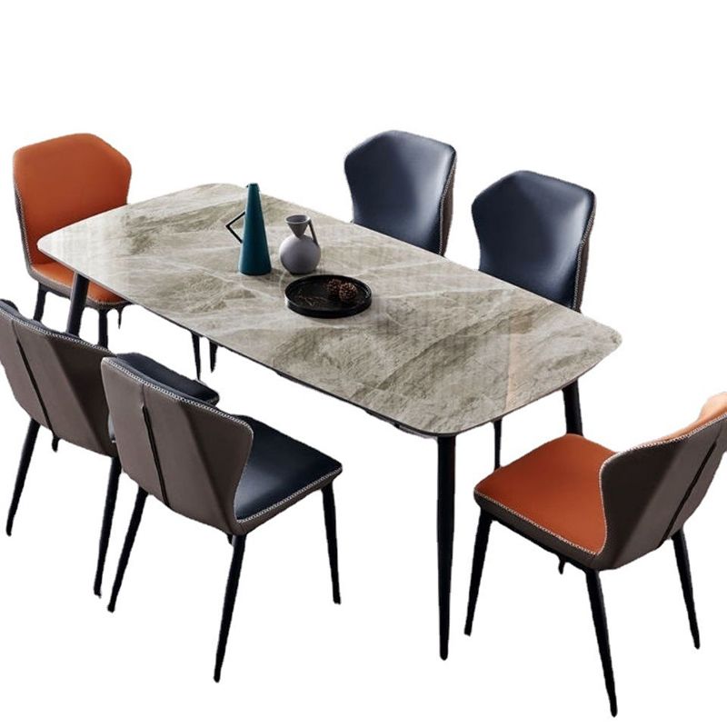 Contemporary Style 1/2/3/5/7 Pieces Dining Chairs Set Rectangle Stone Furniture in Gray