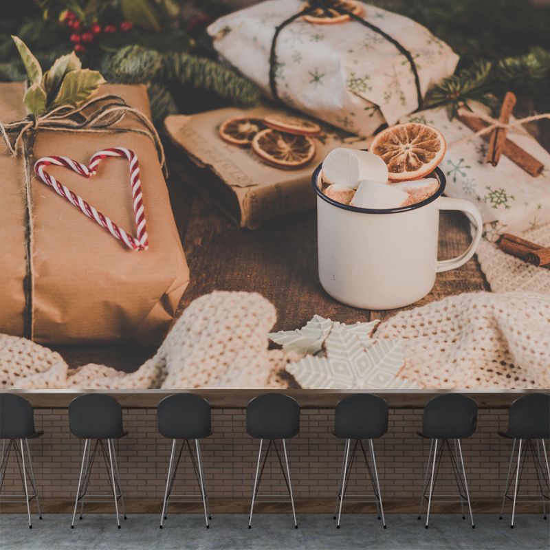 Marshmallow Dessert Mural Wall Decor Environment Friendly for Dessert Shop