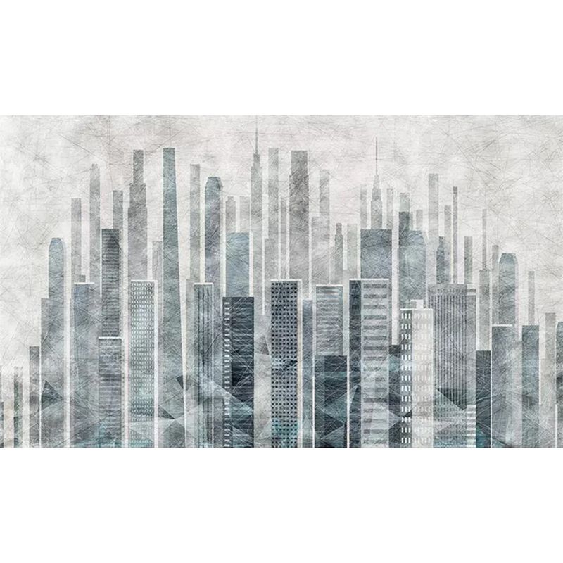 Big Wall Art Industrial Nostalgic Tall Building Mural Wallpaper in Obscure Color