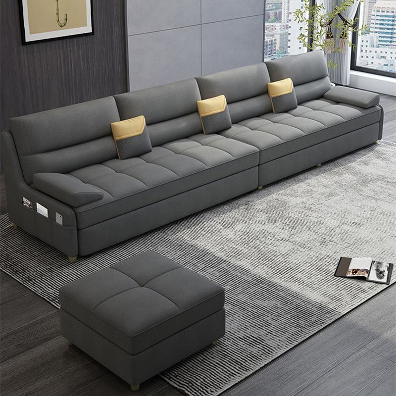 39"H Scandinavian Futon Sofa Bed Folding Gray Leather Futon Sleeper Sofa