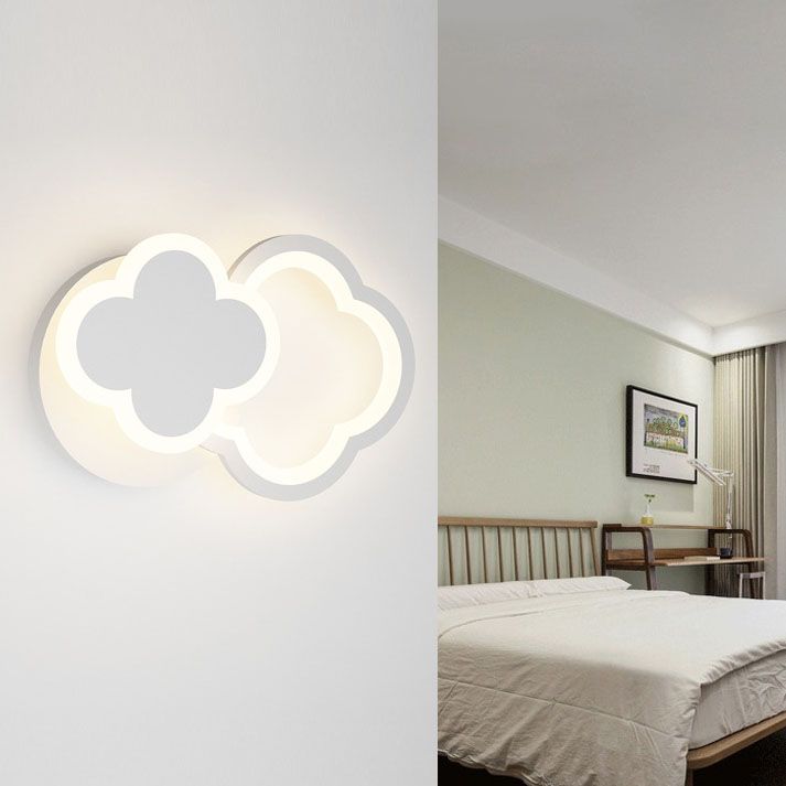 Kids Style Unique Shape Wall Lights Metal 2 Light Wall Mount Lights in White
