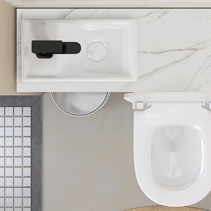 Contemporary Ceramic Flush Toilet Floor Mounted White Urine Toilet with Seat for Washroom