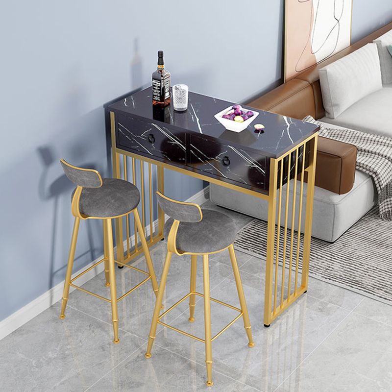 Glam Style Wood Rectangle Bar Height Pub Table for Living Room