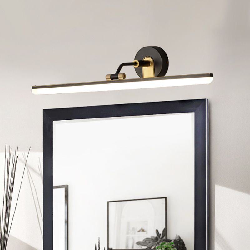 Metal Adjustable Arm LED Vanity Bar Light Contemporary Black/Brass Wall Sconce Lighting, 18"/23" Width